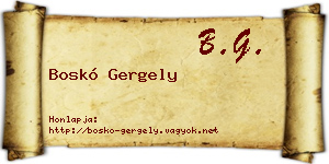 Boskó Gergely névjegykártya