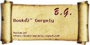 Boskó Gergely névjegykártya